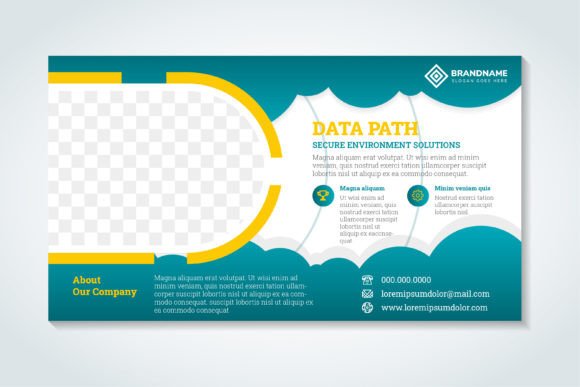 Data Path Horizontal Banner Cloud: Futuristic Tech Design