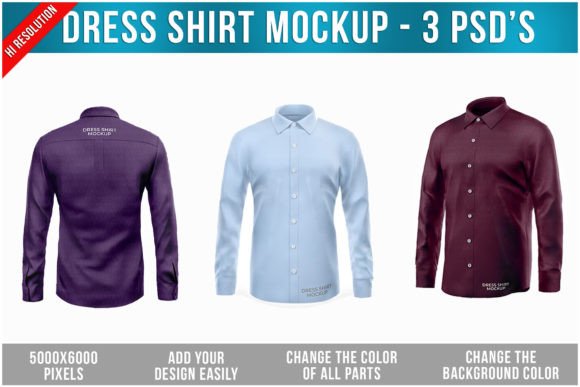 Dress Shirt Mockup - 3 Views: Elevate Your Designs