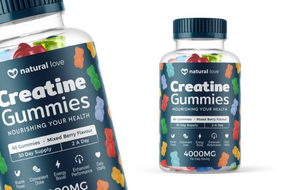 Professional Creatine Gummies Label Design Template