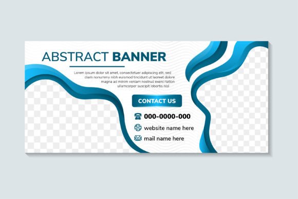 Stunning Abstract Banner Horizontal Blue for Modern Designs