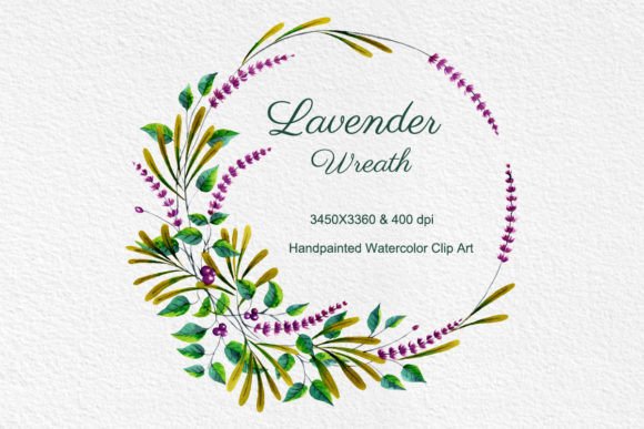 Watercolor Lavender Wreath Clipart: A Digital Asset for Elegant Design